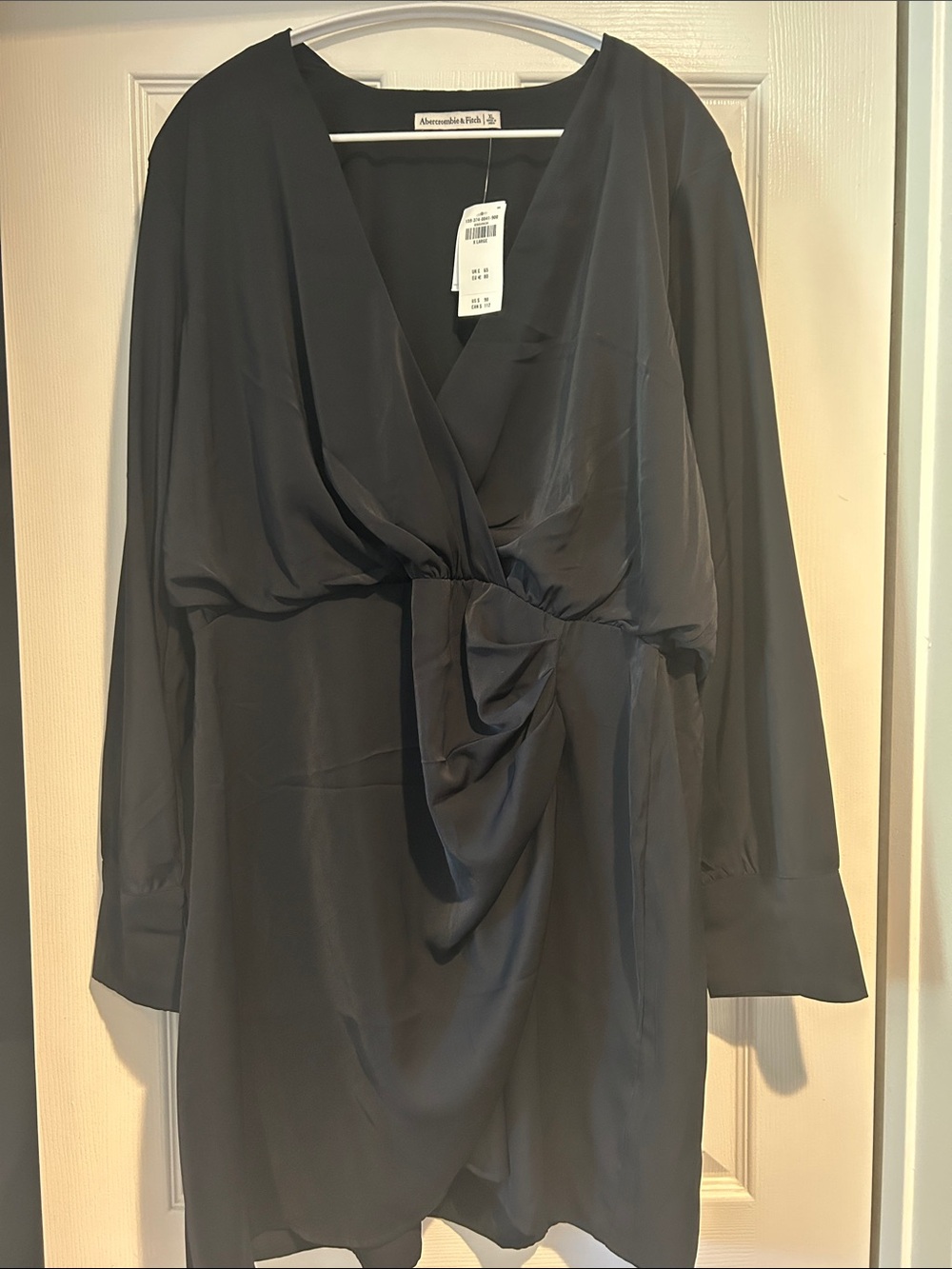 Abercrombie & Fitch Black Long-Sleeve Wrap Dress
